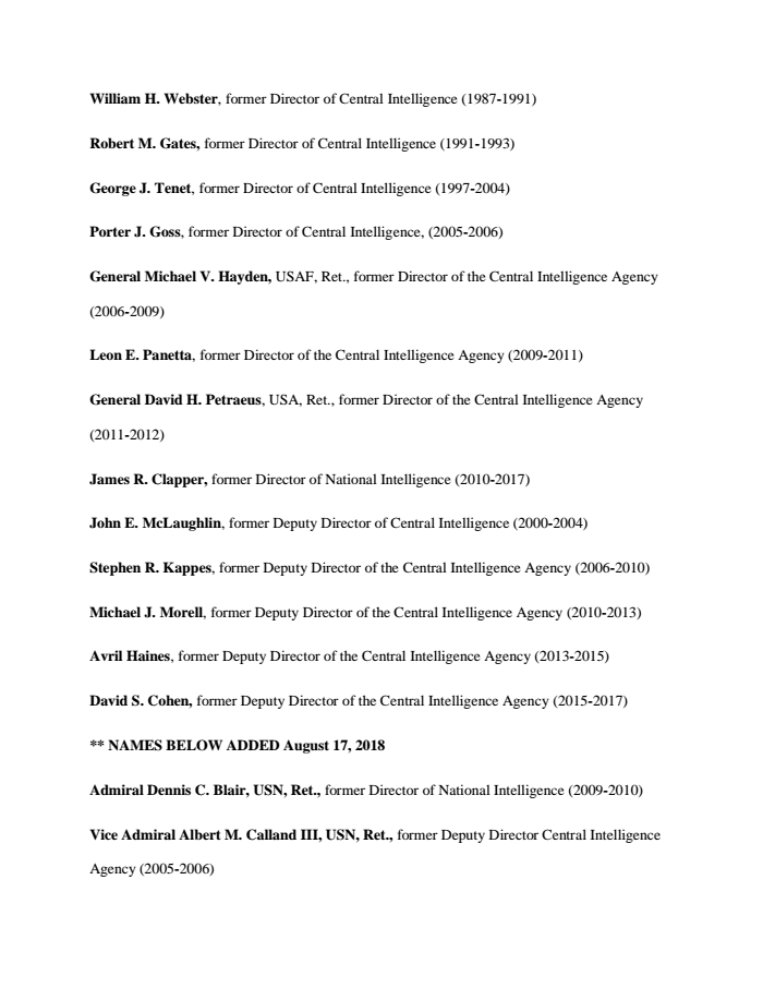 Page 2 of Statement from former senior intelligence officials