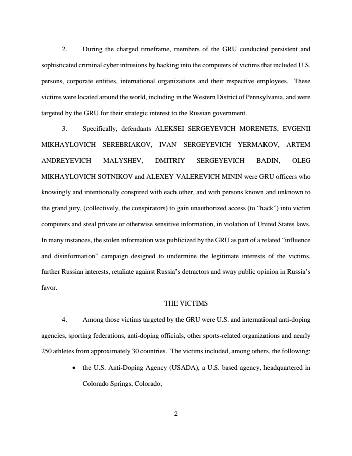 Page 2 of Russian indictment