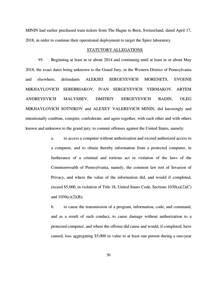 Page 30 of Russian indictment