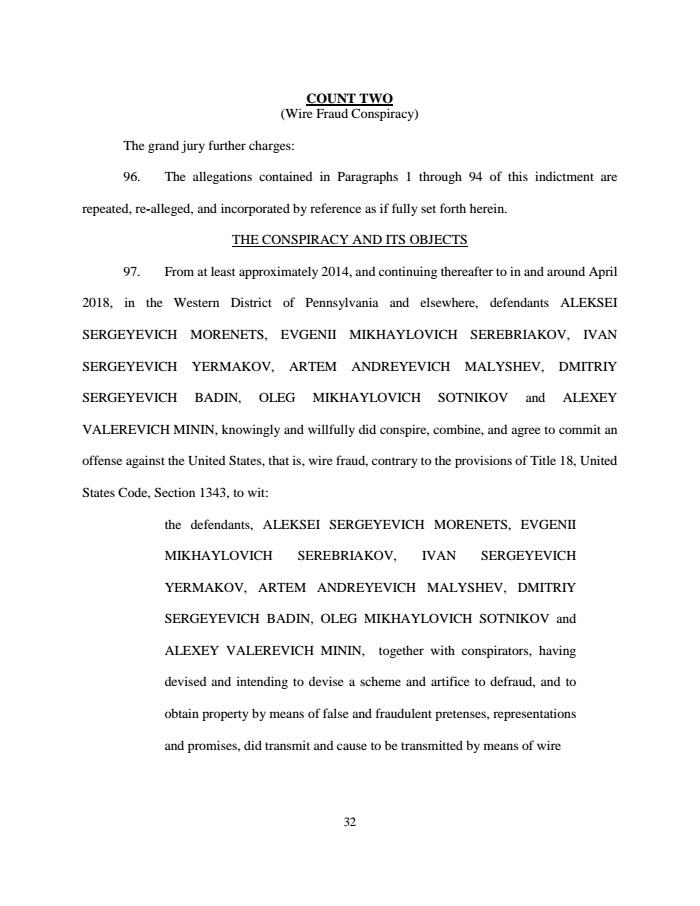 Page 32 of Russian indictment