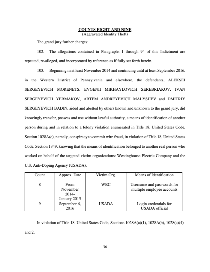 Page 36 of Russian indictment