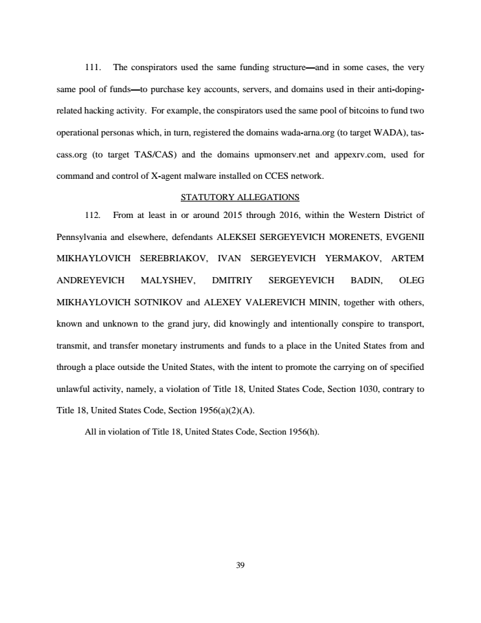 Page 39 of Russian indictment