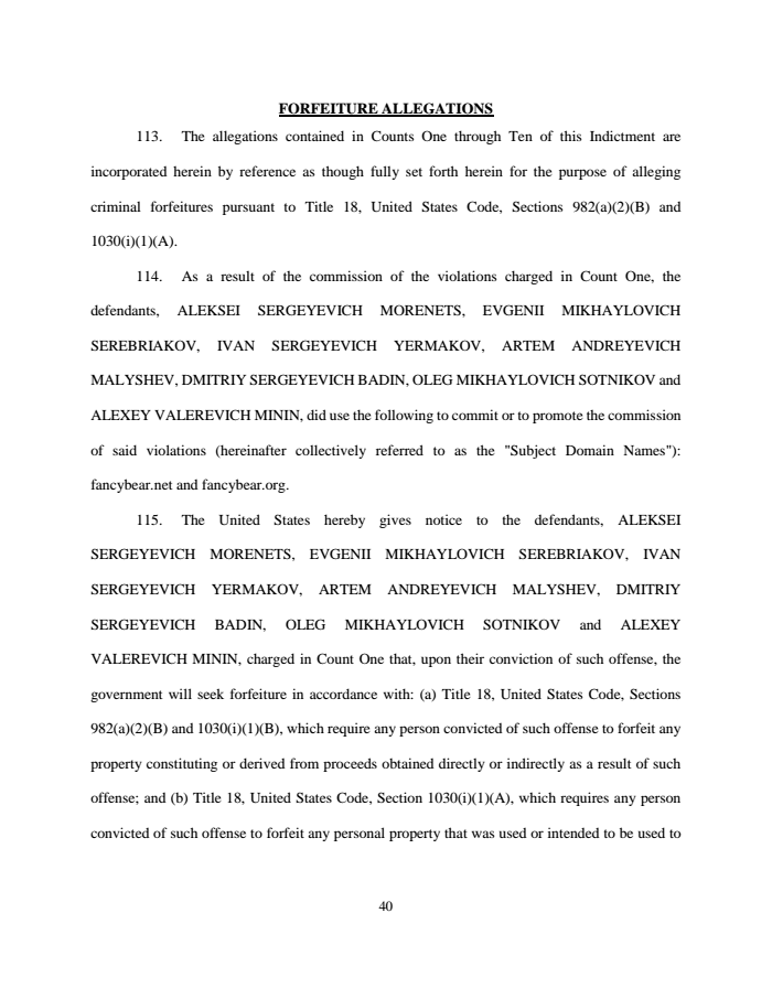 Page 40 of Russian indictment