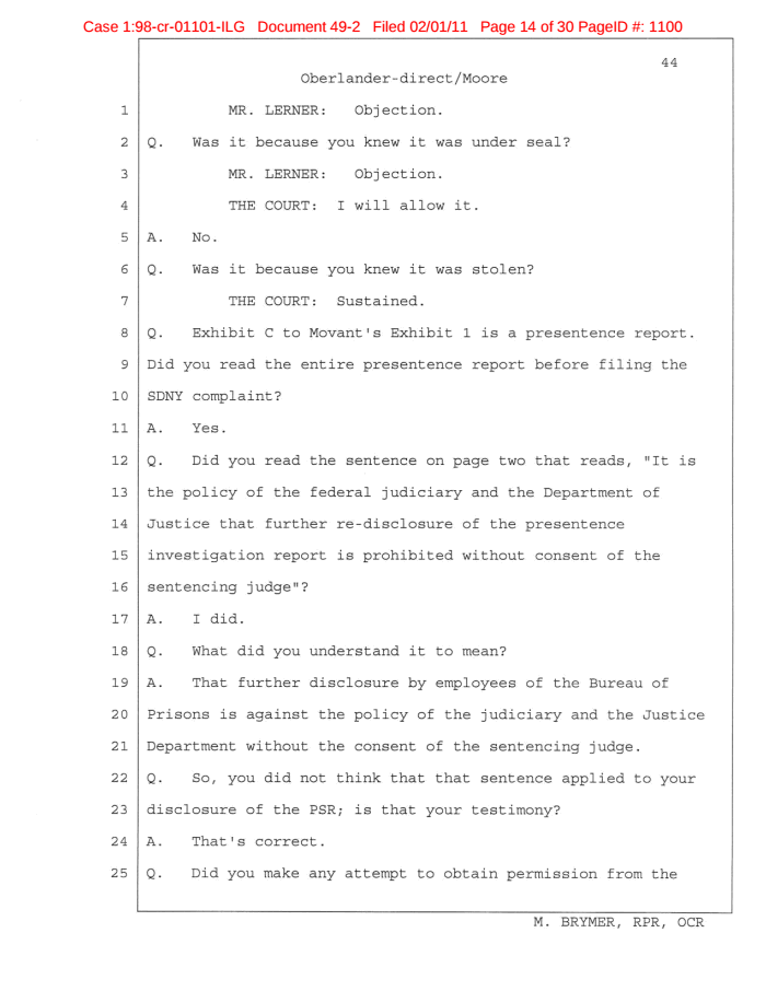 Page 14 of Sater, fraud, sealing: Transcript on Sealed Docs, Refers to Mafia and Russian Mob Snitching