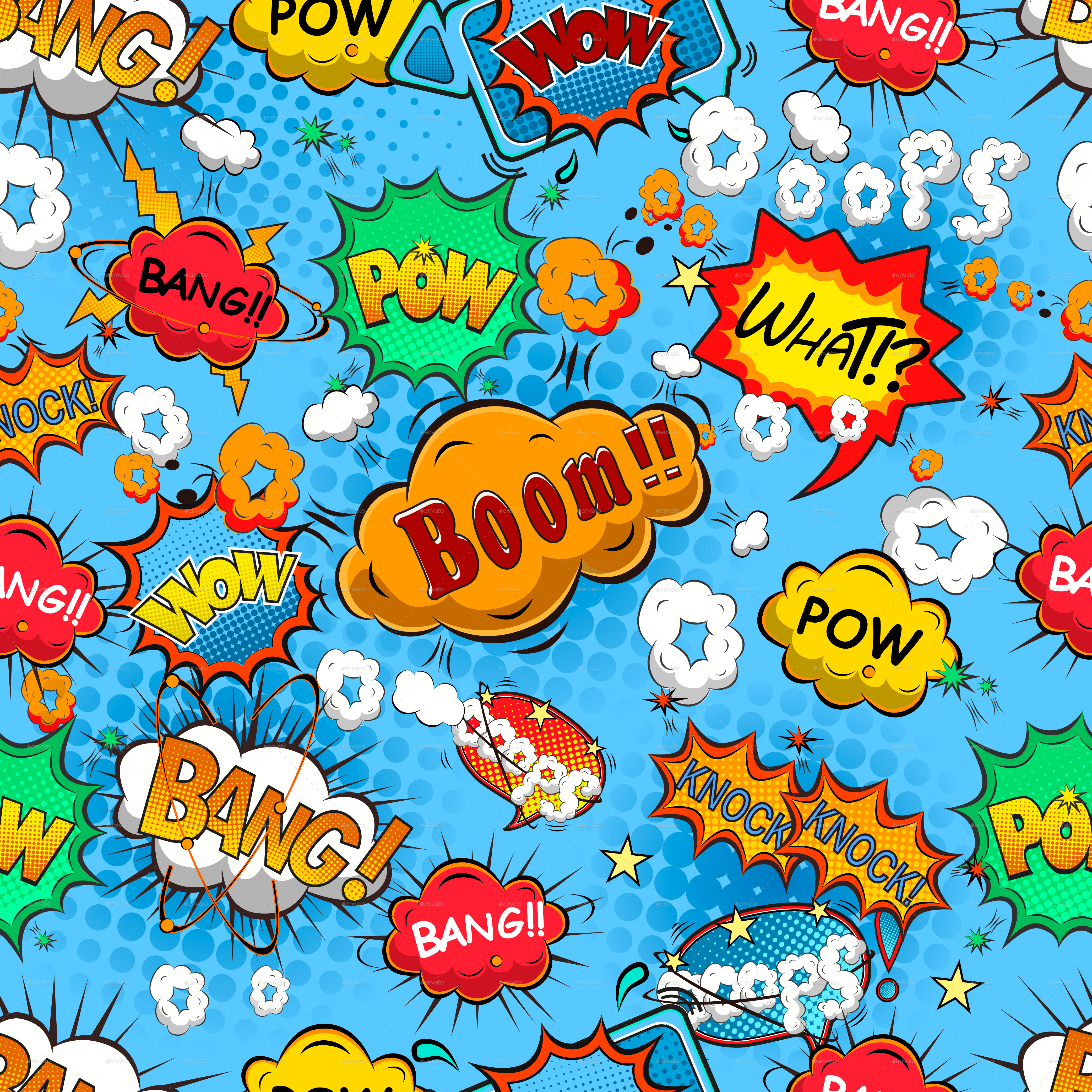 Turning old books in to new art! Comic Speech Bubbles Seamless Pattern by yayasya | GraphicRiver