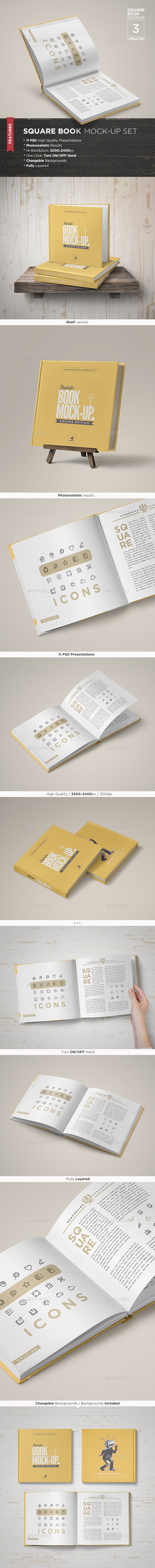 Square book mockup psd to present your editorial design in a photorealistic look. Square Book Mock Up Set 3 By Punedesign Graphicriver