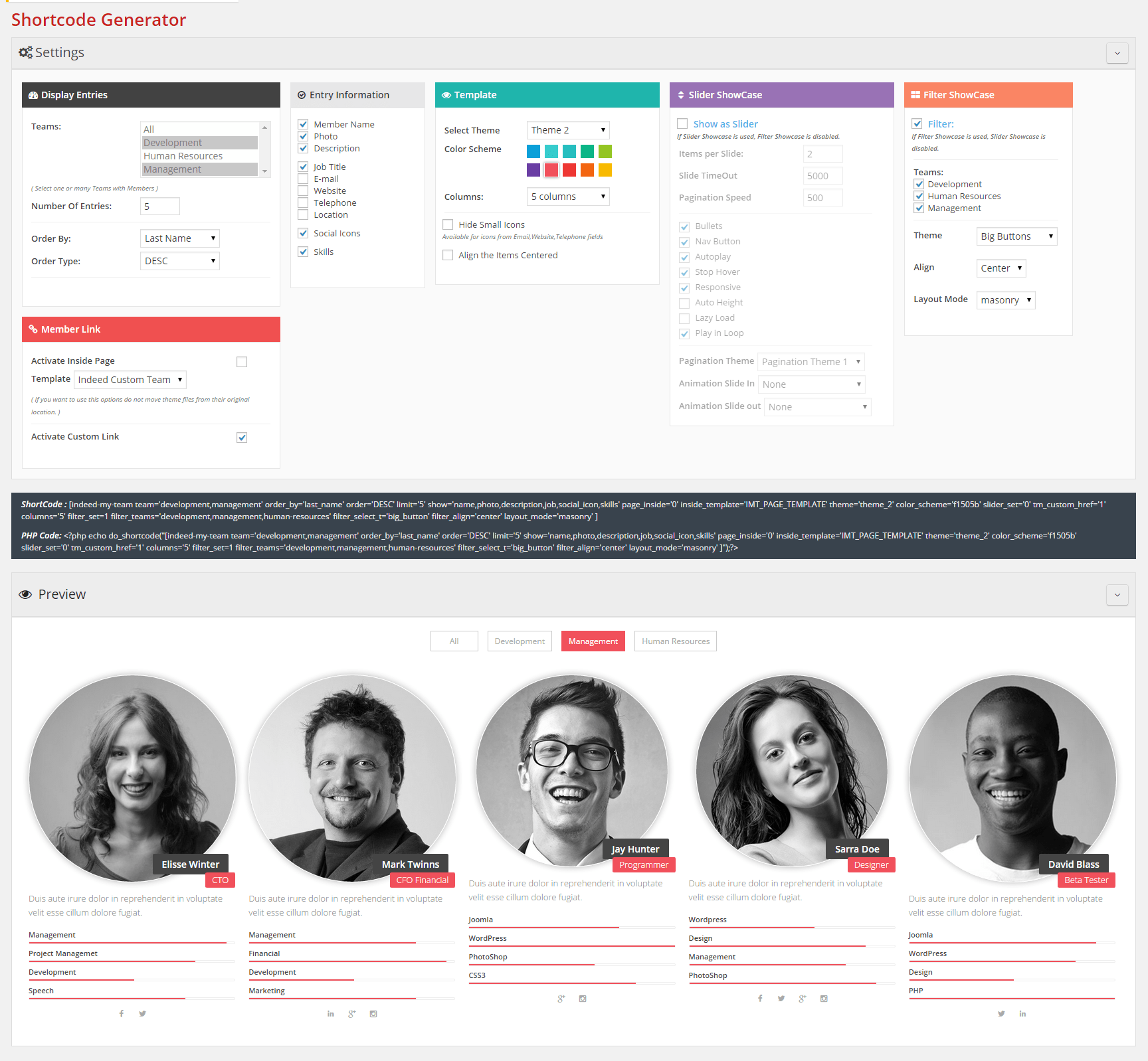 Our team members wordpress plugin helps you to show the team members in a couple of different style with different contents. My Team Showcase Wordpress Plugin By Azzaroco Codecanyon
