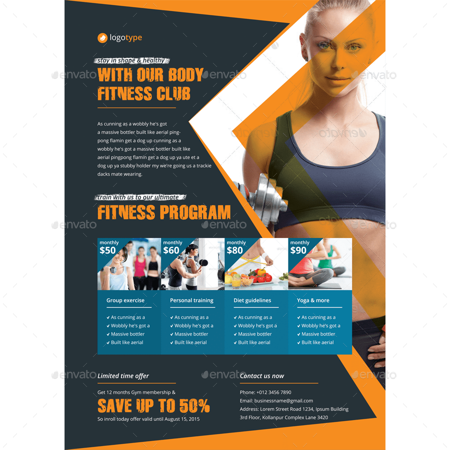 Gym & Fitness Club Flyer Ads by samiul75 GraphicRiver