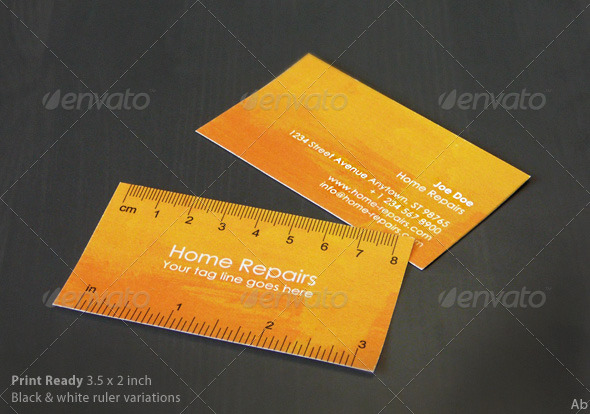 Handy Business Card With Ruler Yellow Orange By Darkoab Graphicriver