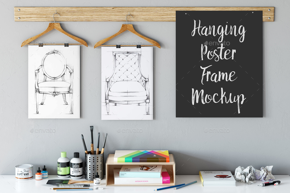 Discover 2 hanging poster mockup psd designs on dribbble. Hanging Poster Frame Mockup By Feverik Graphicriver