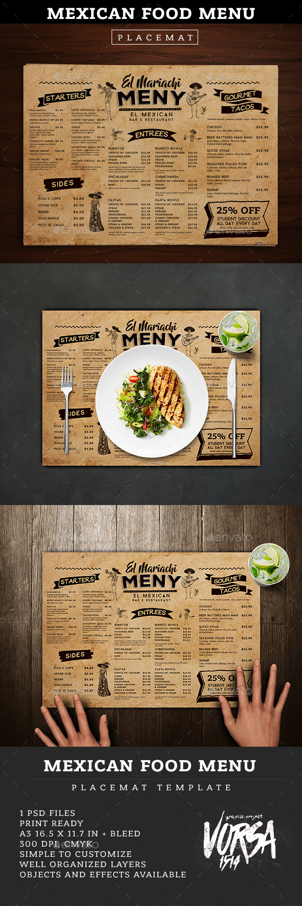 Mexican Food Menu Placemat template by VORSA GraphicRiver