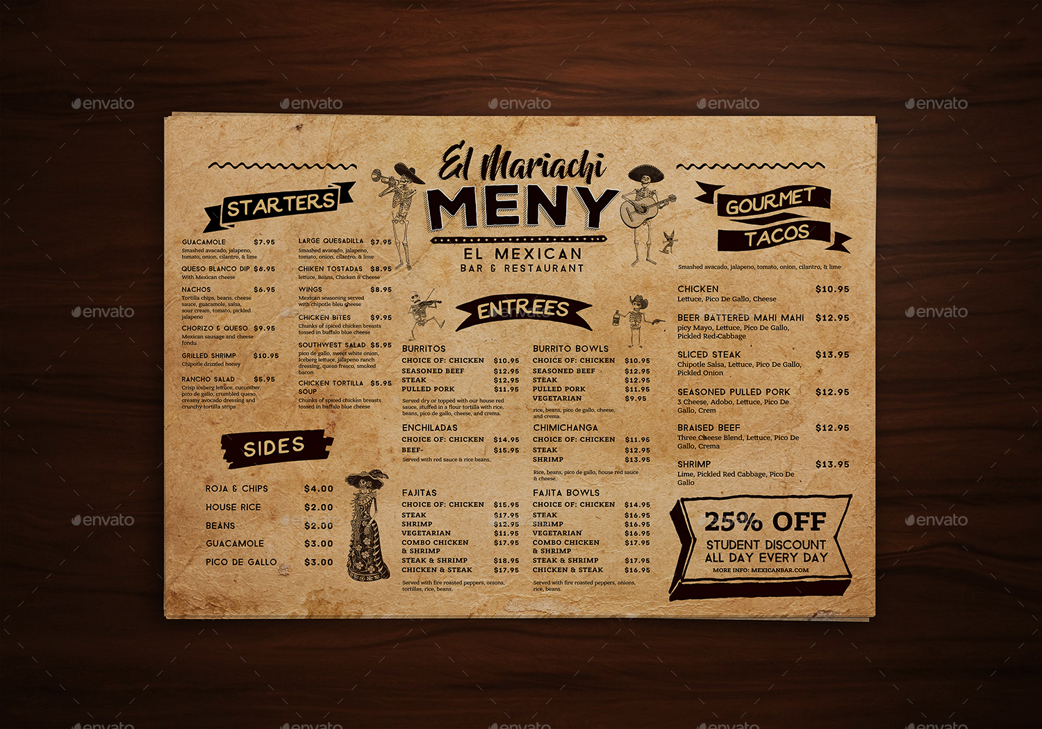 Mexican Food Menu Placemat template by VORSA GraphicRiver