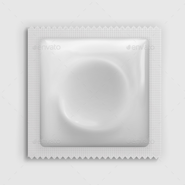 Condom Wrapper Package White Blank Template by MicrovOne