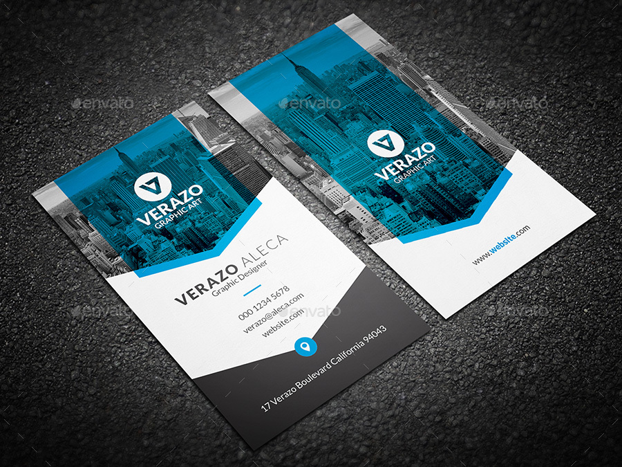 Clean Modern Vertical Business Card Template By Verazo Graphicriver