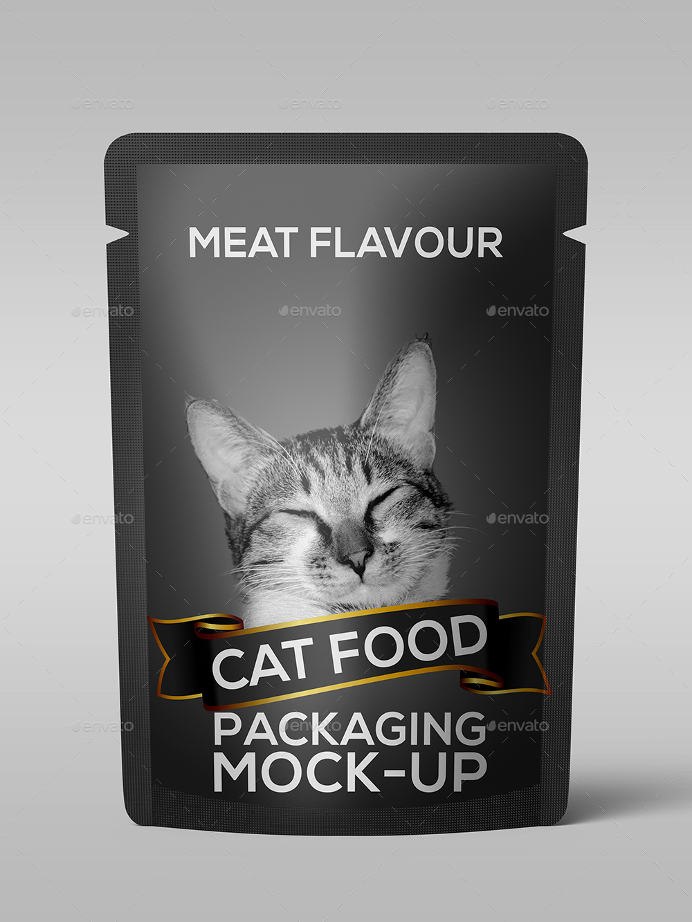 Quad seal bags with vertical gussets. Cats Food Packaging Mock Up By 3background Graphicriver