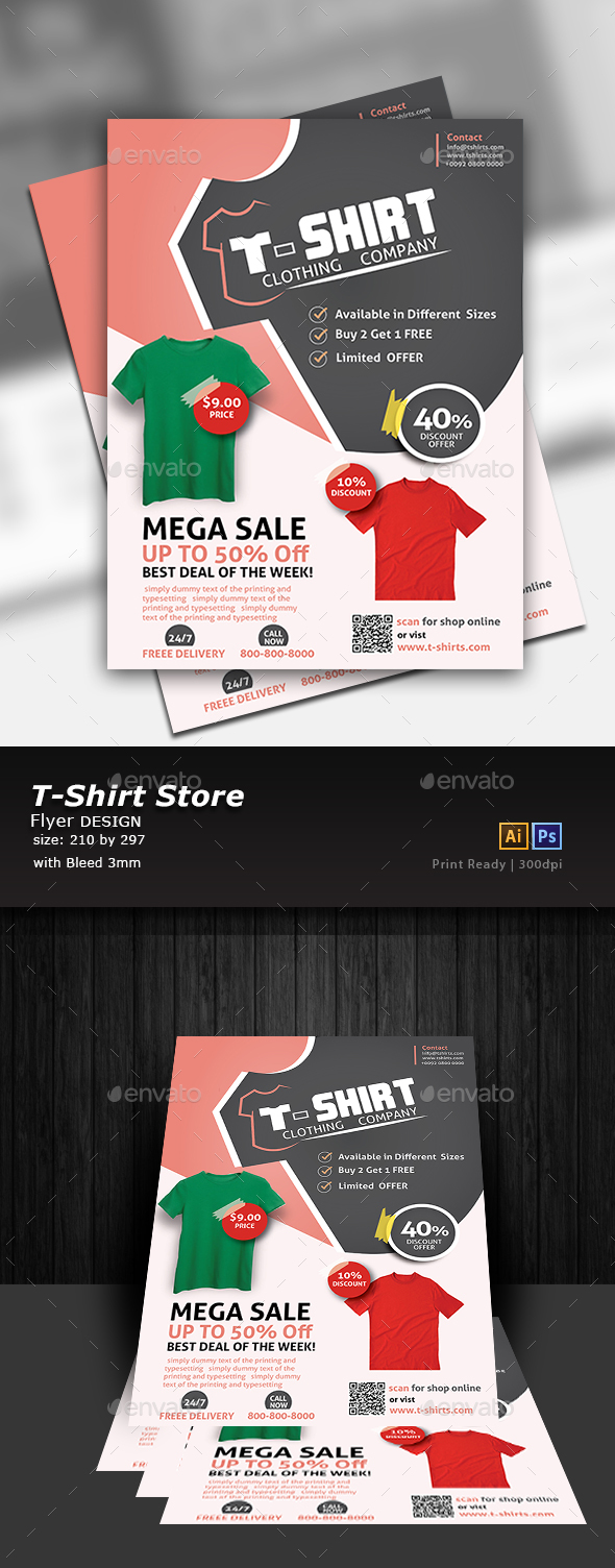 To make a clipping mask, make sure the path is above your art. T-Shirt Store Flyer by Designcrew | GraphicRiver