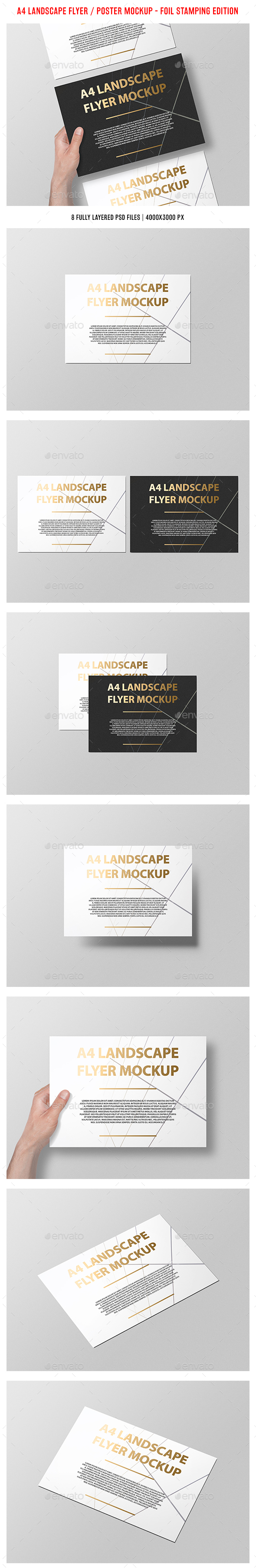 Subscribe to envato elements for unlimited graphic templates downloads for a . A4 Landscape Flyer Poster Mockup Foil Stamping Edition By Professorinc