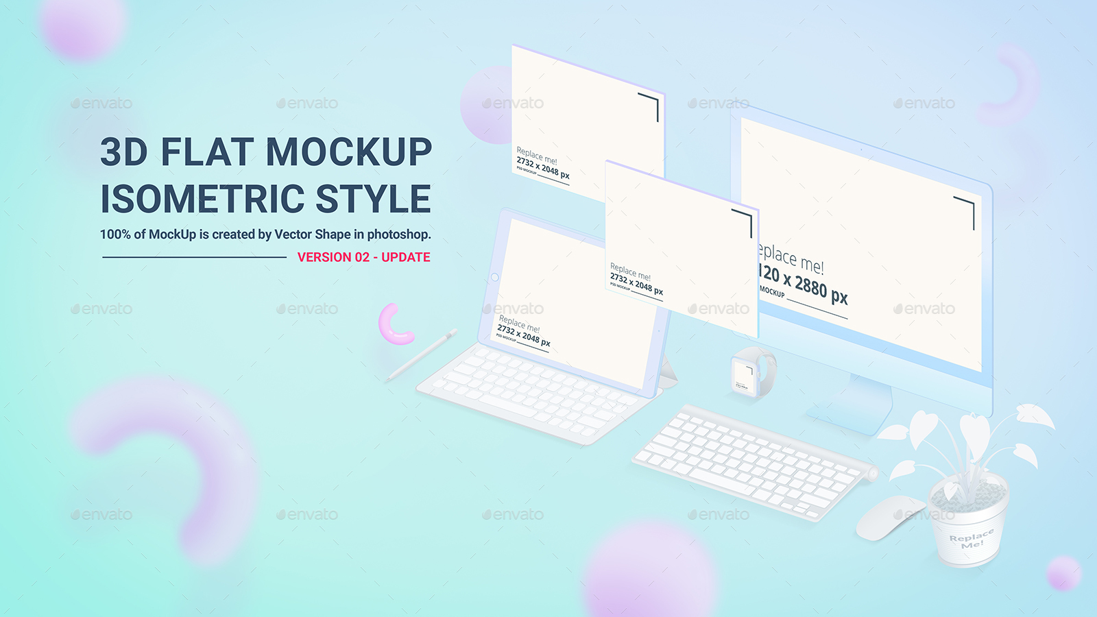 A free website mockup template featuring an isometric view. 3d Flat Mockup Screen Isometric Version 2 By Nguyendangquang Graphicriver