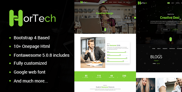 Hortech One Page Multiuse Business One Page Template Bootstrap4