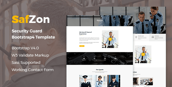 Safzon Security Guard Bootstrap 4 Template Bootstrap4