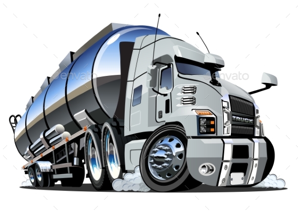 Cartoon Semi Tanker Truck Isolated On White By Mechanik | Graphicriver 417_x_590_jpg