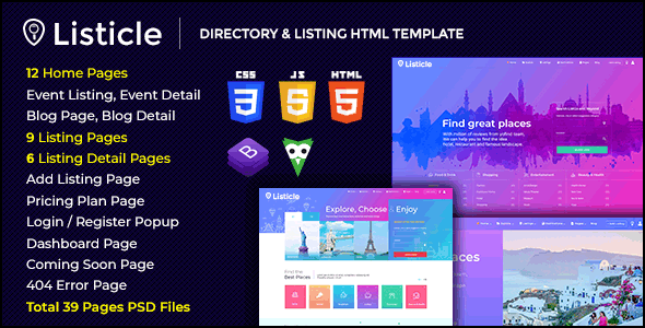 Listicle Directory Listing Html Template Bootstrap4