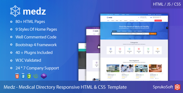 Medical Online Business Directory Template Bootstrap4