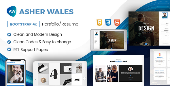 Aw Personal Portfolio Resume One Page Html5 Template Bootstrap4
