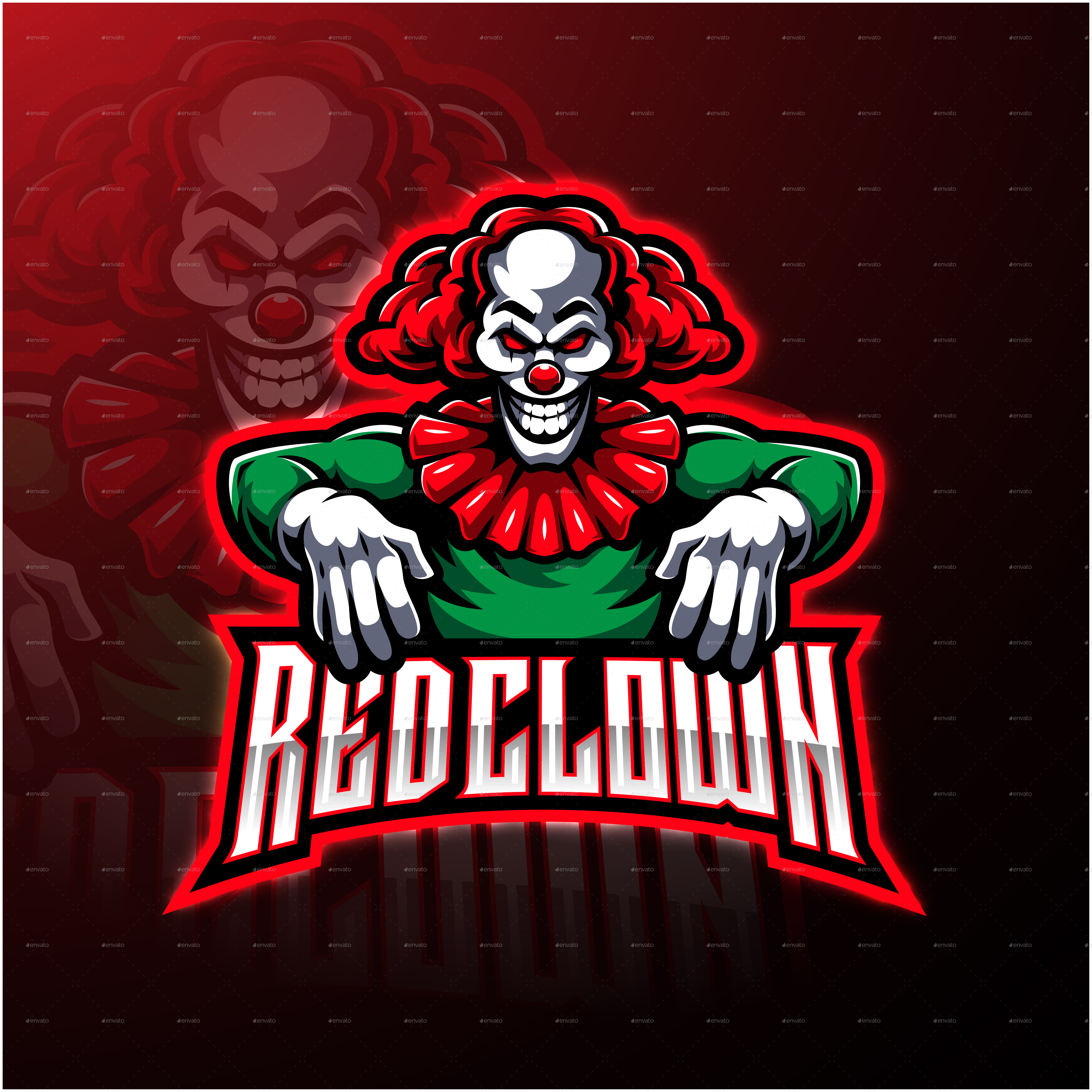 Easy to edit and use. Red Clown Esport Mascot by Visink | GraphicRiver