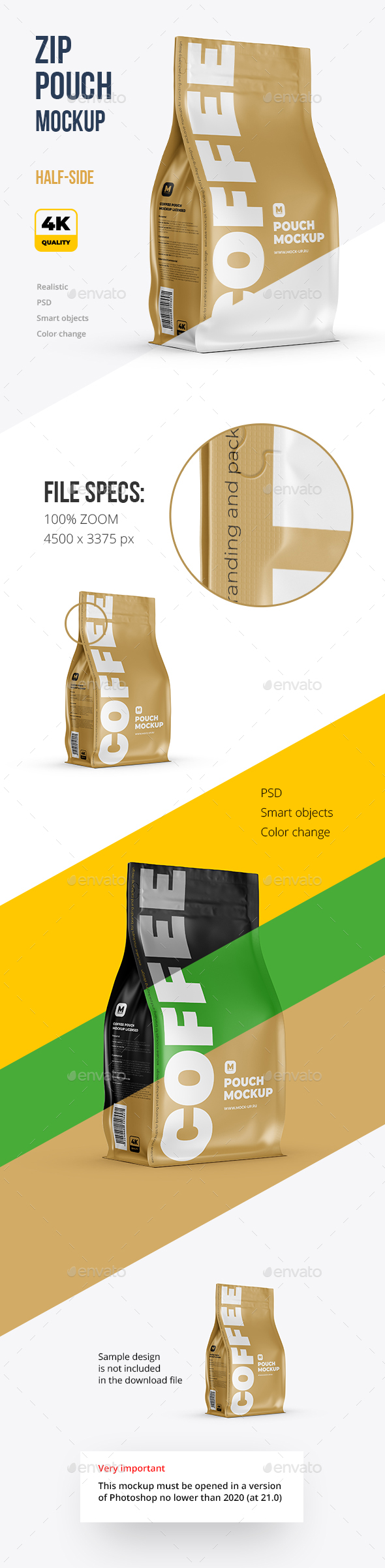 Here's the best free pouch mockups such as packaging pouch mockup, foil pouch mockup, coffee pouch mockup, food pouch mockup, pouch packaging mockup, . Free Download Zip Flat Bottom Pouch Mockup Half Side View