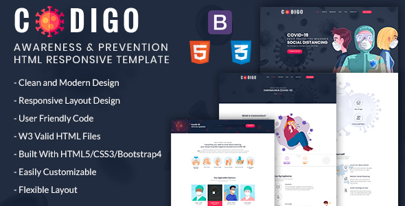 Codigo Coronavirus Awareness Prevention Bootstrap4