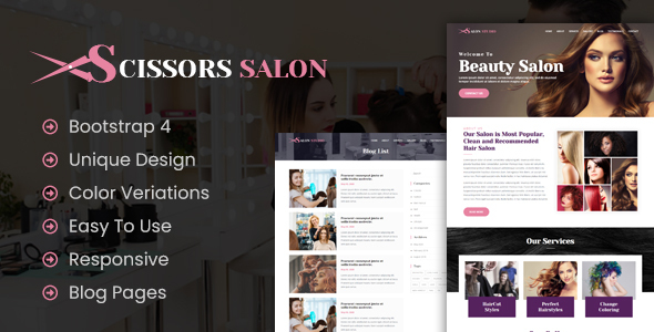 Scissors Salon Salon Business Html Template Bootstrap4
