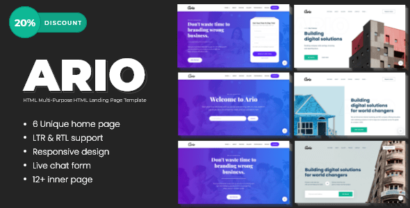 Ario Multi Purpose Html Template For Business And Startups By Niftytheme