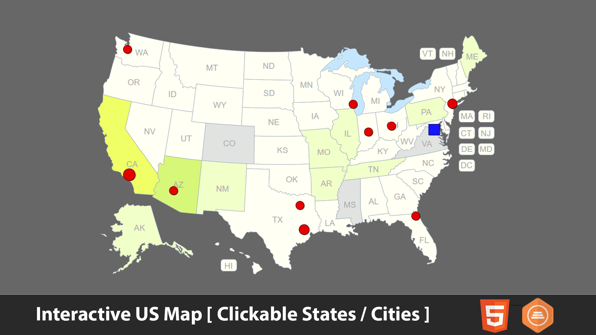 Interactive US Map Clickable States Cities By Art101 CodeCanyon Us Screenshot 01 