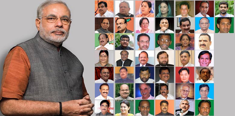 Gopinath munde passed away due to a fatal road accident on 03 06 2014 at delhi) narendra modi was sworn in as the 14th prime minister of india on 26th may 2014 at 06 00 pm at the 'open forecourt' of … Narendra Modi swearing-in: The final cabinet of 45