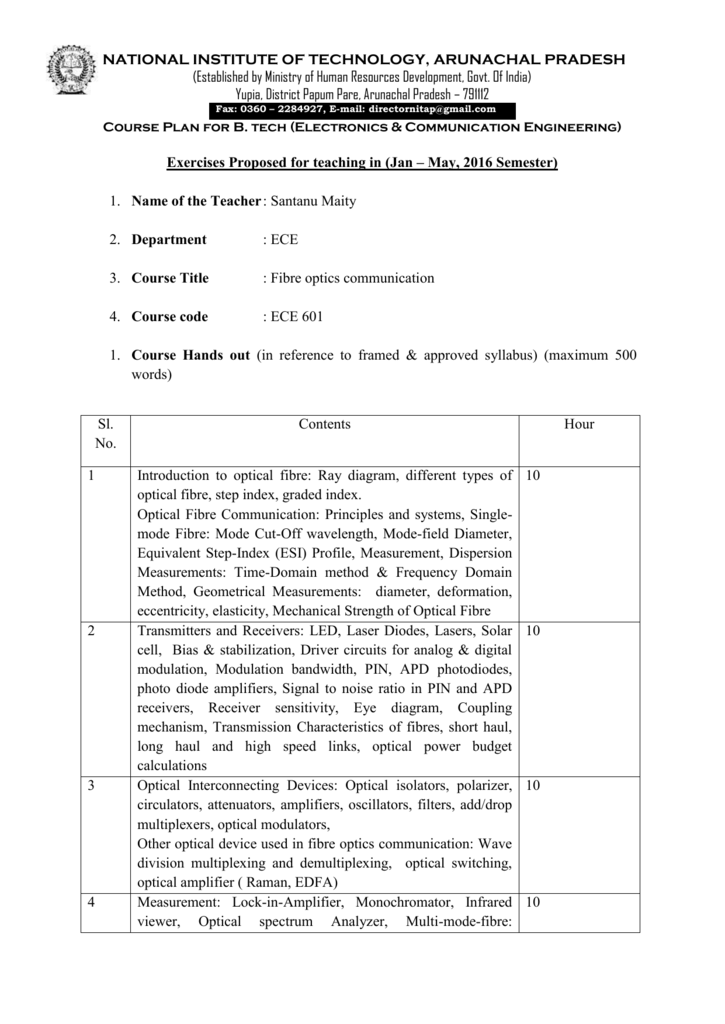 Ece 601 Nit Arunachal Pradesh