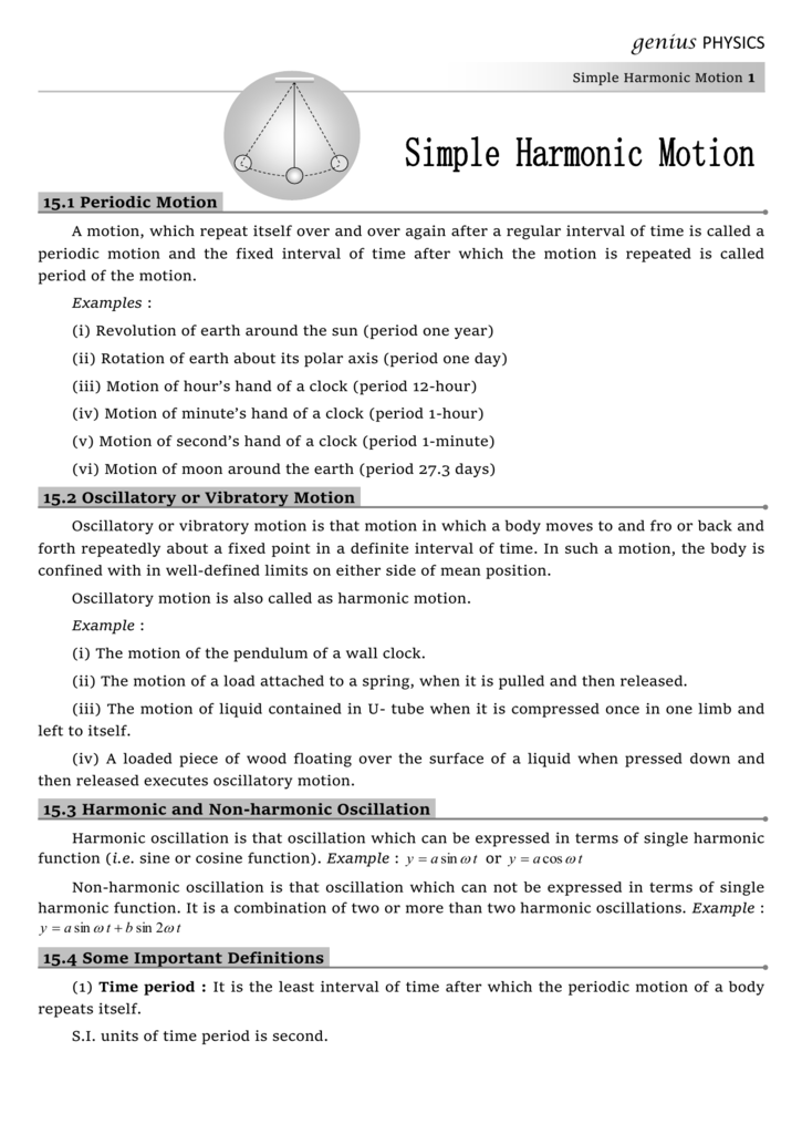 Oscillation Physics Class 12 Pdf