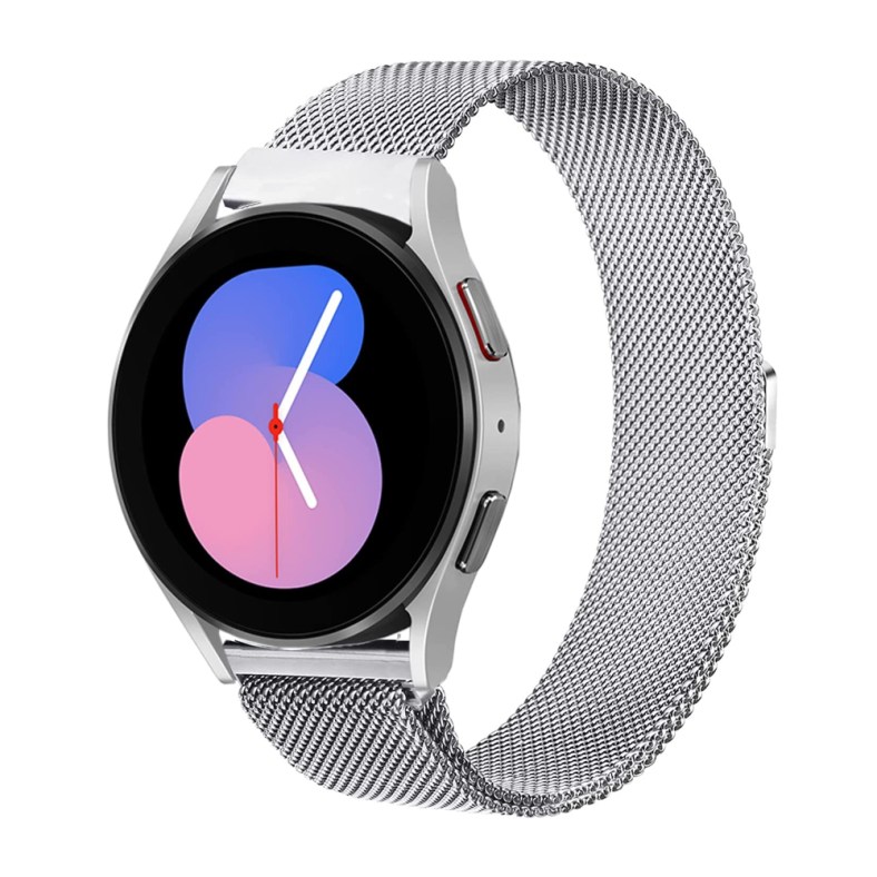 Galaxy Watch 5 Band 44mm 40mm/Watch 5 Pro Bands 45mm, Galaxy Watch 4/4 Classic Bands, OTOPO 20mm Metal Mesh Stainless Steel Replacement Strap Bands for Samsung Galaxy Watch 5 Men Women(Silver)