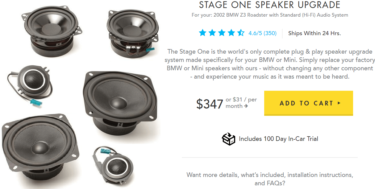 Upgrade speakers to what?