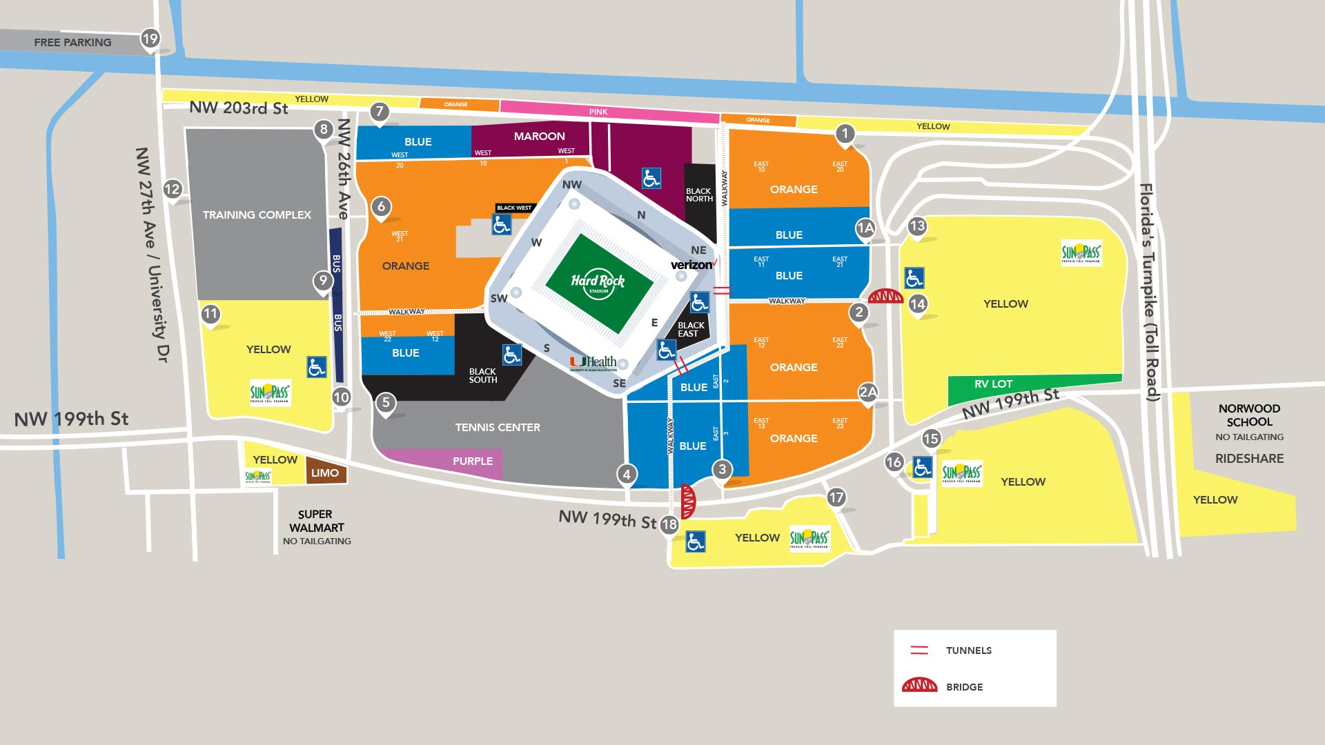 Lanyard Guide Hard Rock Stadium 2020Parking Map 