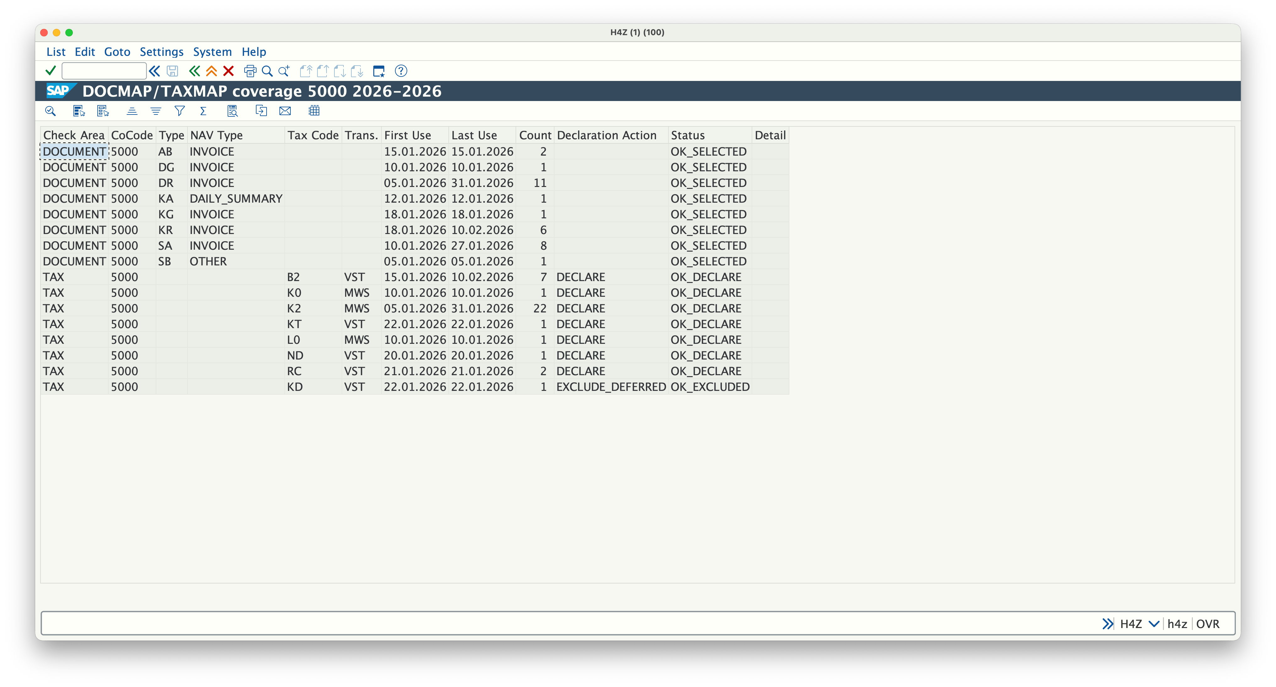 SAP tax mapping coverage check for Hungary eVAT configuration