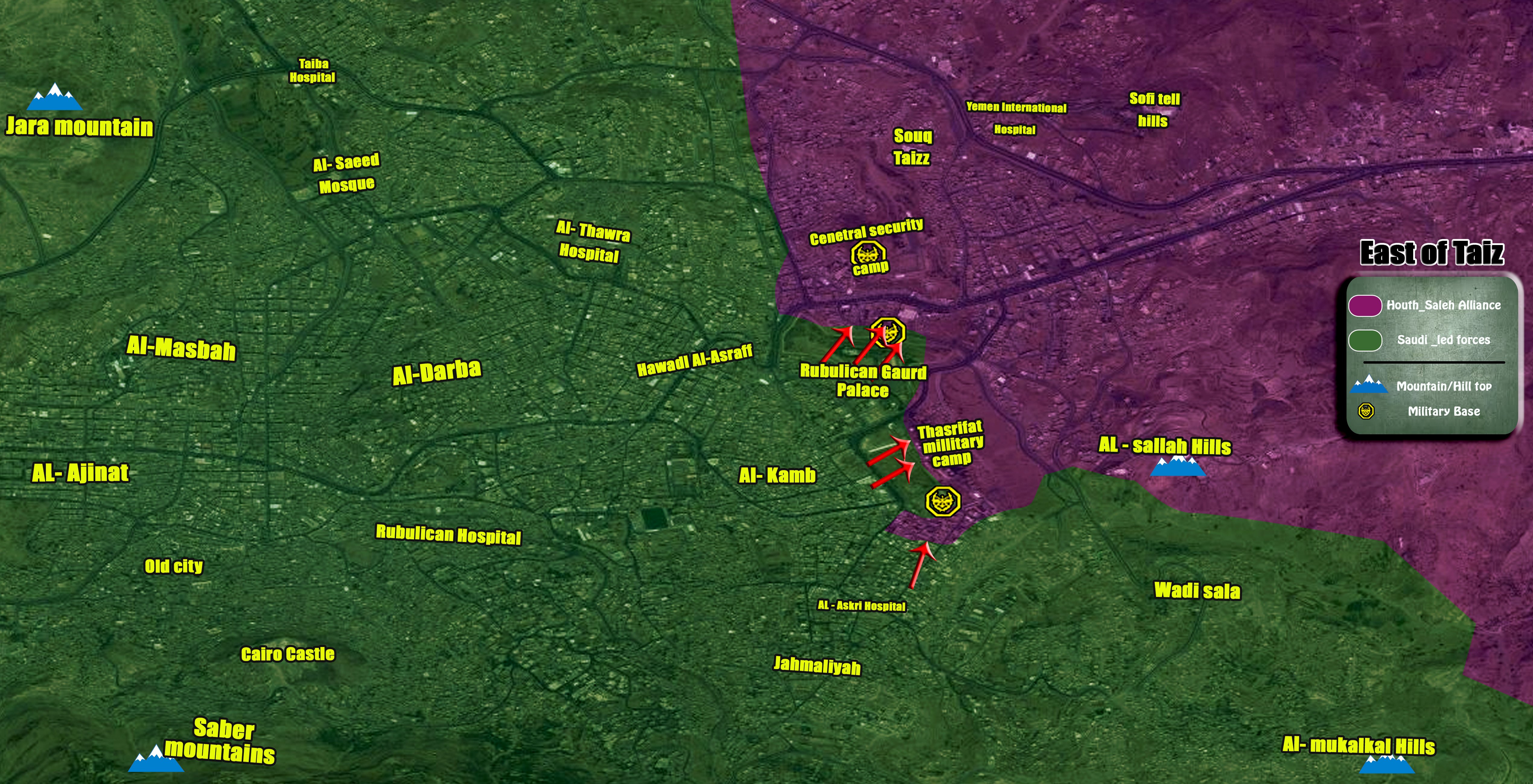 Map Update Military Situation In Yemeni City Of Taiz Taiz Clashes 