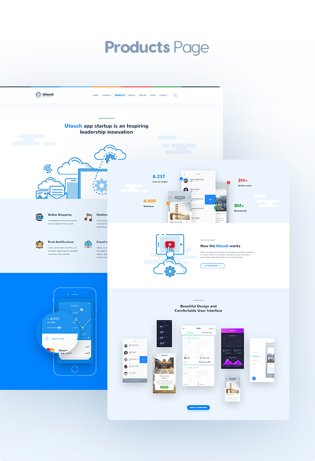 Utouch - App Startup Website PSD Template - 6