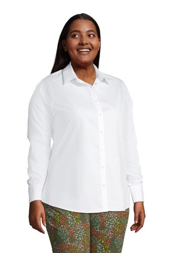 womens plus size no iron supima cotton long sleeve shirt lands end on women's no iron shirts plus size
