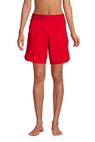 womens 9 quick dry elastic waist modest board shorts swim cover-up shorts with panty lands end on women's quick dry swim shorts