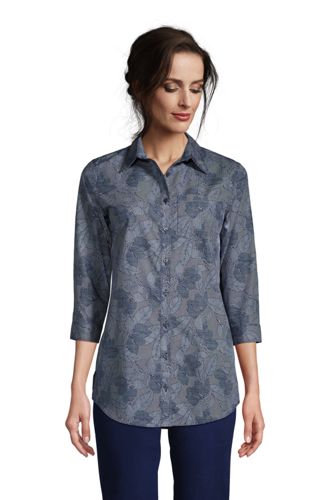 womens no iron 34 sleeve tunic top lands end on women's no iron tunic shirts