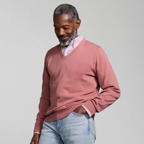 Lands’ End Men’s Fine Gauge Cotton V-Neck Sweater: 