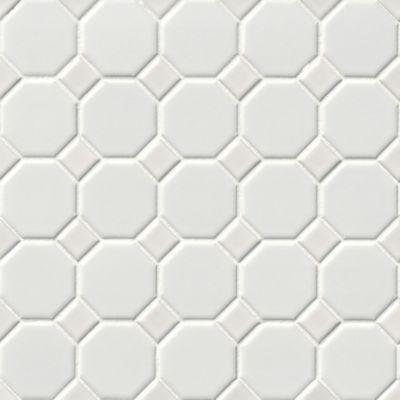 White octagon bathroom floor tile