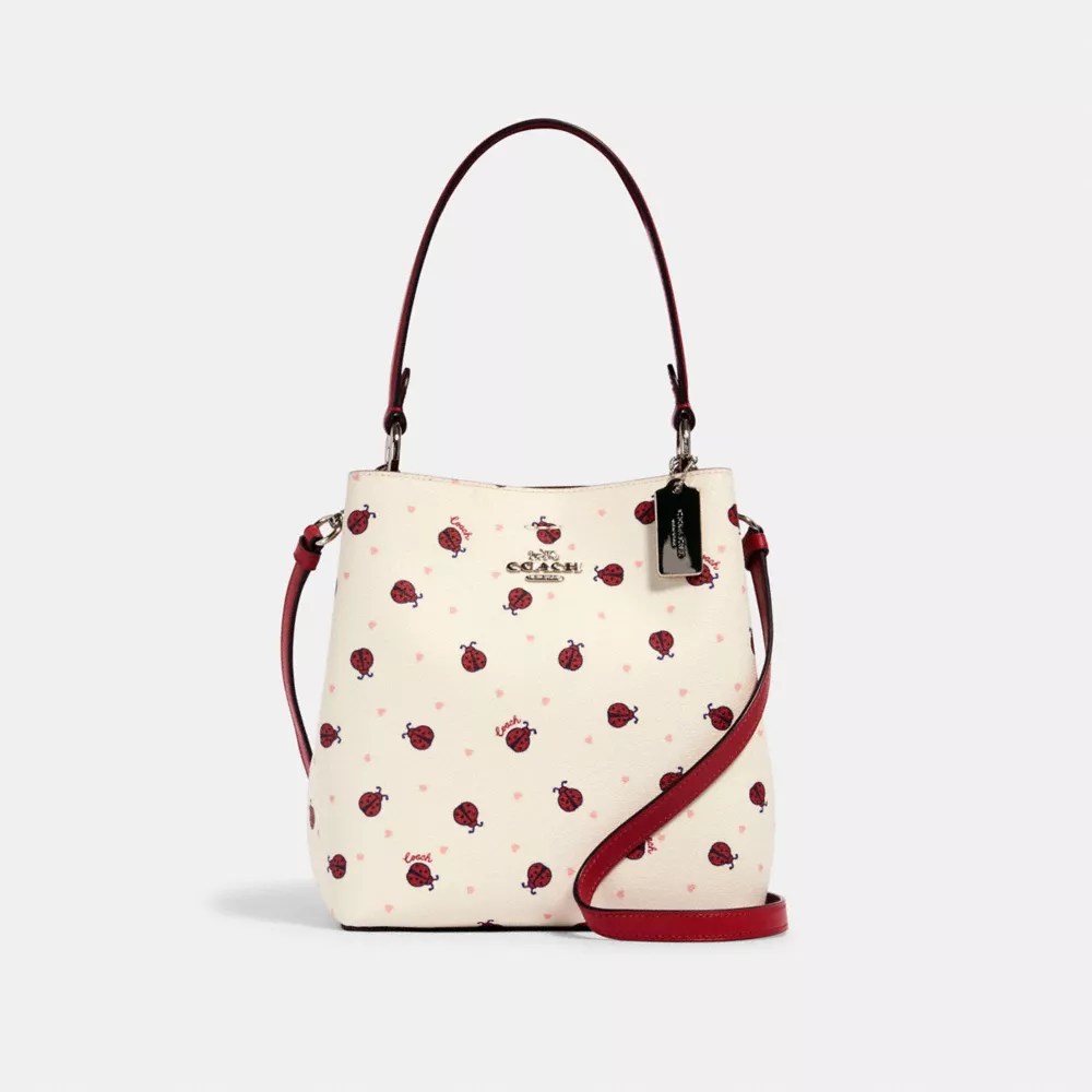 Coach 2801 Small Town Bucket Bag With Ladybug Print Sv Chalk Red Multi Coach Members Only