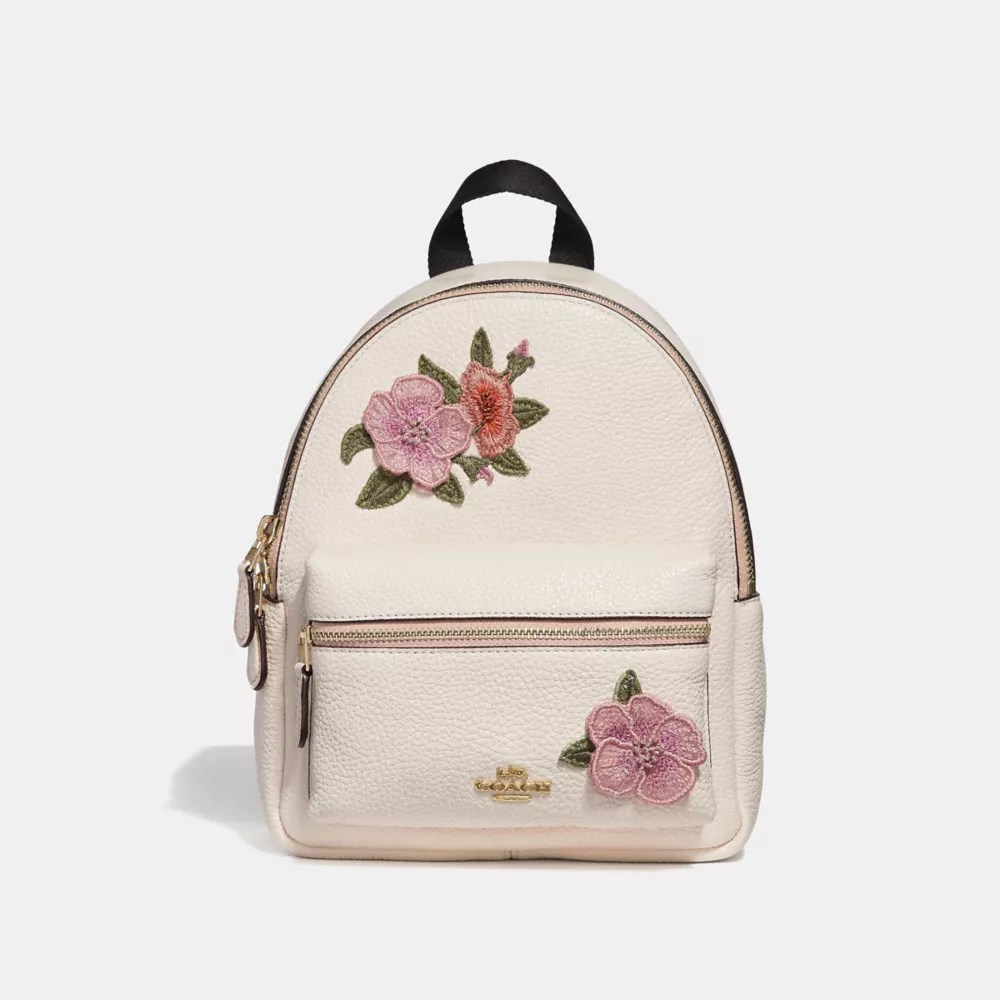 Coach F28953 Mini Charlie Backpack With Hawaiian Floral Embroidery Chalk Multi Imitation Gold Coach Handbags